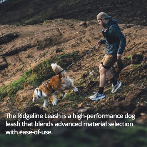 Ruffwear, Ridgeline Dog Leash, Reflective Webbing, Hands-Free/Hand-Held, Fidlock Magnetic Buckle, Swivel Auto-Locking Talon Clip, Padded Handle with Accessory Loop, Adjustable 4-6.5 ft, Obsidian Black