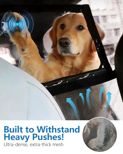 52" Wide Dog Car Barrier for SUV, Escape-Proof Dog Barrier with Removable Visual Window, Heavy-Duty Metal Frame & Chew-Resistant Mesh, Behind Front Seat Pet Divider for Cars, SUVs & Trucks
