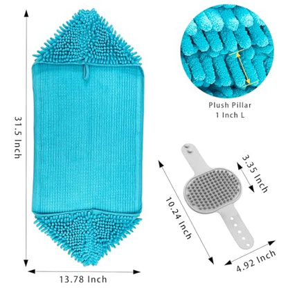 Premium Dog Drying Towel & Bath Brush Set – Super Absorbent Sherpa Microfiber Pet Towel for Fast Drying, Gentle Cleaning & Coat Care | Safe for Dogs & Cats