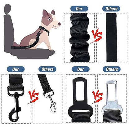 COOYOO Dog Seat Belt,3 Piece Set Retractable Dog Car Adjustable Seatbelts for Vehicle Nylon Pet Safety Heavy Duty & Elastic & Durable Car Harness for Dogs - color: Set 07-Black+Grey Blue
