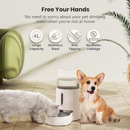 CZPET 4L Pet Water Dispenser Without Electricity Unplugged Automatic Water Bowl Dispenser Gravity Water Dispenser for Cats Water Self Feeder Dog Fountain Dogs Bowl Bottles for Kitten Puppy