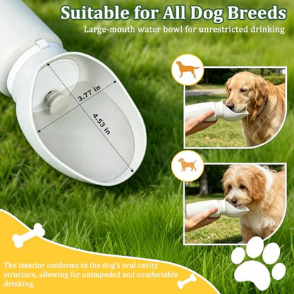 2 in 1 Foldable Dog Water Bottle, Leakproof Portable Pet Dispenser, Water Bottle Dog Bowl, Collapsible Food Grade Silicone Puppy Bottles, Lightweight Foldable for Travel Walking Caming (Grey) - color: Grey