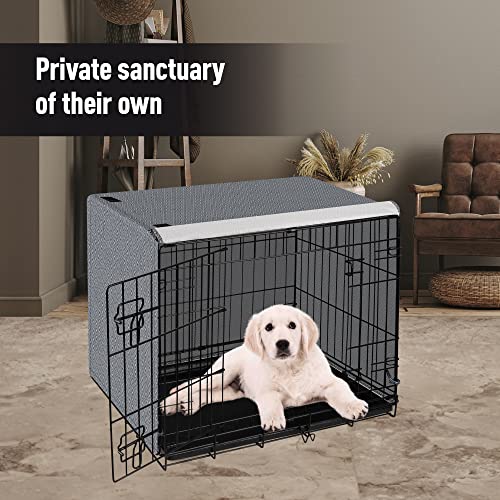 Pet Prime 42 Inch Dog Crate Cover for Wire Cages Indoor Breathable Polyester Pet Kennel Cover Machine Wash & Dry Double Door Lagre XL (Cover Only) - size: 42 inch