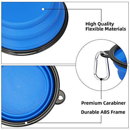 Kytely Large Collapsible Dog Bowls 2 Pack, 34oz Foldable Dog Travel Bowl, Portable Pet Water Food Bowl with Clasp, Pet Cat Feeding Cup Dish for Traveling, Walking, Hiking (Blue+Green) - color: Green & Blue