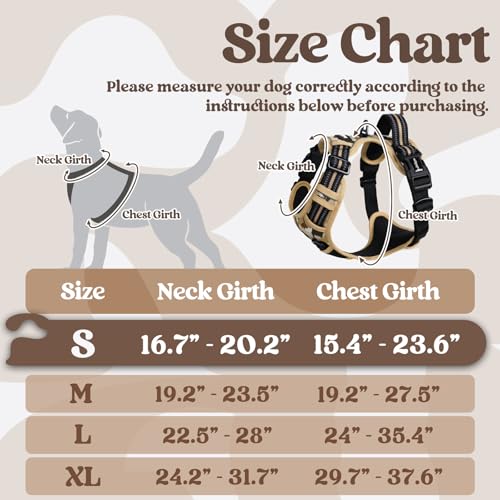 rabbitgoo Dog Harness Small Sized, No Pull Easy On & Off with 3 Buckles Pet Harness, Adjustable Soft Walking Vest with 2 Clips and Handle, Reflective for Small Dogs, Desert Ridge, S - color: Desert Ridge, size: Small