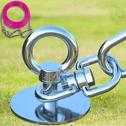 TOPKNOT Dog Tie Out Cable and Stake,(up to 200lbs) 20FT Heavy Duty Cable,360°Swivel Run Anchor- No Tangle,Dog Runner for Yard,Ideal for Outdoor Camping - size: dog stake+20ft/200lbs
