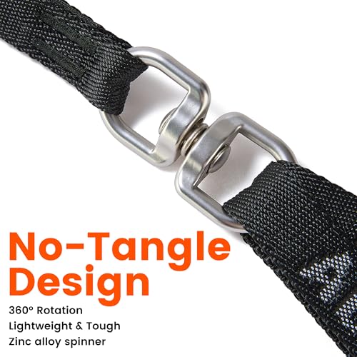 HOWGO Double Dog Leash,Tangle-Free 360 Swivel(Black, Std M-L w.Handle) | Individually Adjustable Length, Double Padded Handles,Zinc Alloy Hooks,Durable Nylon,No-Tangle Walking,All Breeds - color: Black, size: Std M/L Handle