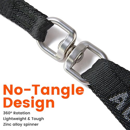 HOWGO Double Dog Leash,Tangle-Free 360 Swivel(Brown, Std M-L w.Handle) | Individually Adjustable Length, Double Padded Handles,Zinc Alloy Hooks,Durable Nylon,No-Tangle Walking,All Breeds - color: Brown, size: Std M/L Handle