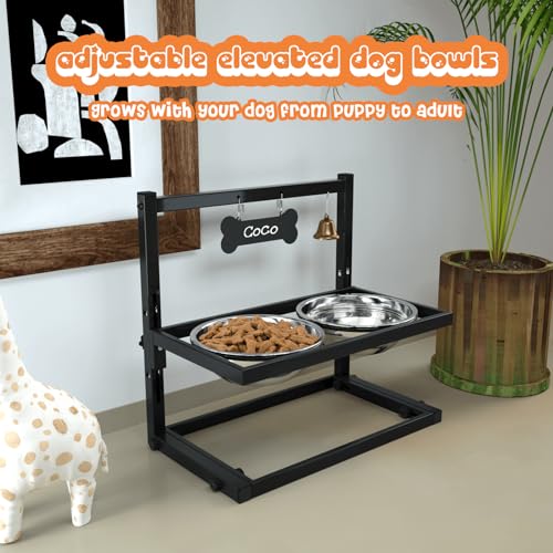 SHAINFUN Elevated Dog Bowls for Medium Dogs and Cats - Raised Cat or Dog Bowl Stand with Adjustable Height and Two Stainless Steel Food Bowls - Ideal for Medium and Small Dogs and Cats - size: small and medium dogs