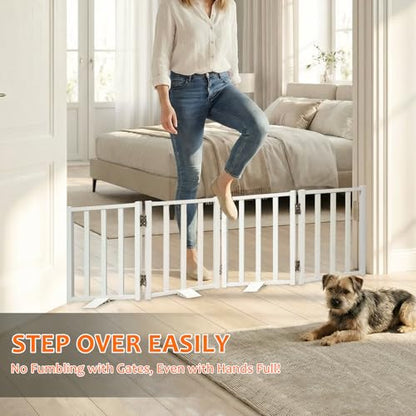 Snagle Paw Short Dog Gate,16.5" Tall Freestanding Metal Dog Gate Only for Small Dogs with Support Feet Easily Step Over,Up to 48" Wide Puppy Gate Indoor for Stairs,Doorways(White,4 Panel) - size: White-4 Panels 16.5"H*48"W