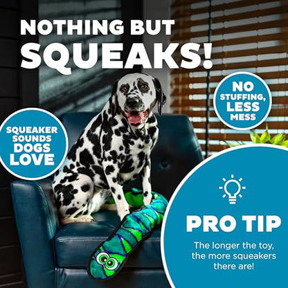 Outward Hound Durablez Snake – Squeaky Plush Dog Toy, No Stuffing for Less Mess, Interactive & Tough, 6 Jumbo Squeakers, Puppies & Dogs, X-Large, 40" - color: Blue Snake, size: X-Large (Pack of 1)