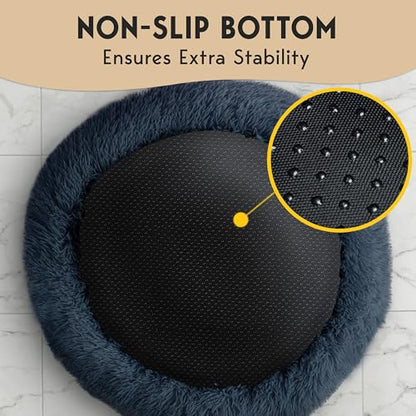 PetJett Dog Beds Large Sized Dog - 36'' Calming Round Bed, Washable Dog Bed - Anti-Slip Super Soft Donut Bed, Fluffy Faux Fur Anti-Anxiety Premium Comfort Pet Bed, Fits Dogs up to 80 lbs - Dark Grey - color: Dark Gray, size: Large - 36”L x 36”W x 8”Th