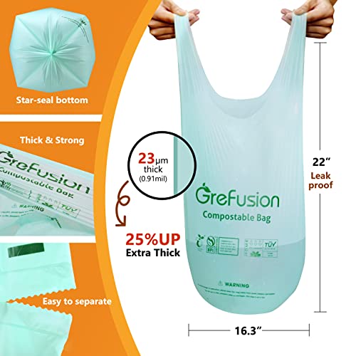 Compostable Trash Bags with handle-tie,Garbage Bags, 2.6 Gallon,Food Waste Bags,Small trash bags for compost bin kitchen,Certified by BPI and OK Compost (2.6G-50count) - color: 2.6G-50count