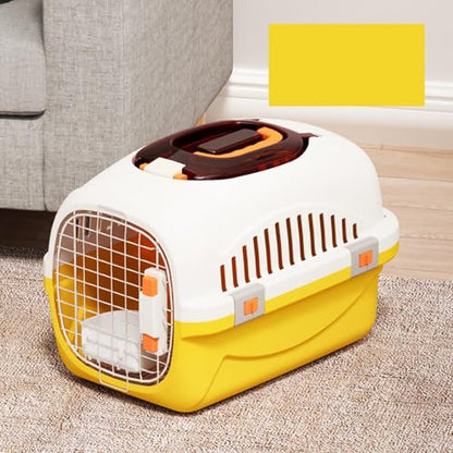 Focket Pet Carrier, 2 Door Top Load Hard Sided Dogs, Cats Pet Travel Carrier with 2 Door Top and Front Door Access, Dog Crate for Pets Kennel Air and Travel (Yellow)