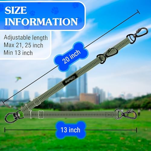 Dog Leash – Dual Reflective with Non-Tangle Design – Heavy Duty Nylon and Metal Buckles – Ideal (Khaki, 2 Dog Leash) - color: Khaki