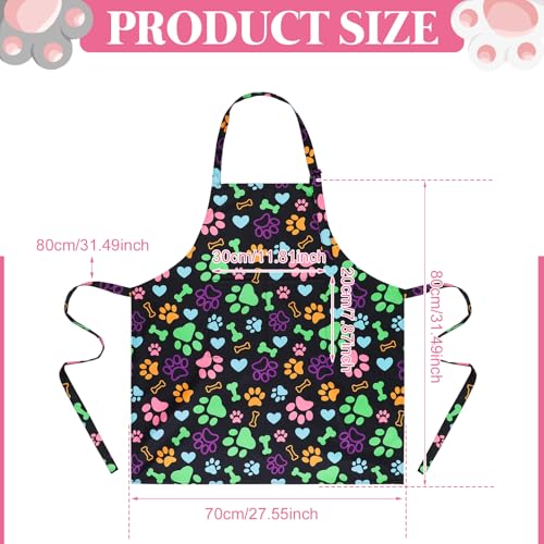 Dog Grooming Waterproof Apron with 2 Pockets, Cute Animals Puppy Dog Pets Apron - style: Dog Paws and Bones