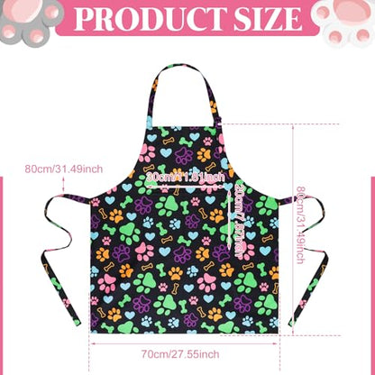 Dog Grooming Waterproof Apron with 2 Pockets, Cute Animals Puppy Dog Pets Apron - style: Dog Paws and Bones