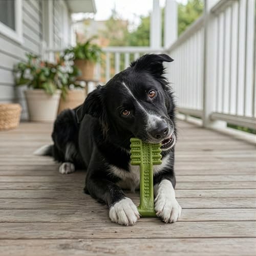 SPOT Bam-Bones Plus Toothbrush Dog Chew Toy for Medium Dogs 30-60 lbs, Bamboo & Nylon Dental Chew with Mint & Baking Soda, T-Bone Shape for Moderate to Heavy Chewers, 6 Inch - size: 6 Inch (Pack of 1)