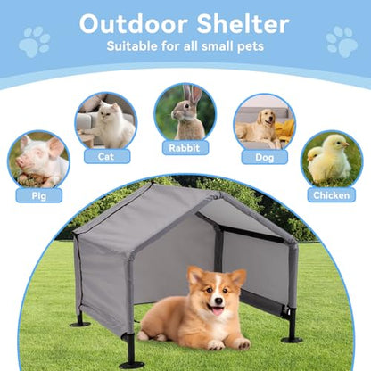 Dog Tent Shade Shelter Outdoor for Small Medium Dogs, Waterproof Sun Protection Pet House for Dogs, Small Animals and Livestock, Pet Canopy with Upgraded Doors and Ground Nails 29.5 * 25.6 inches