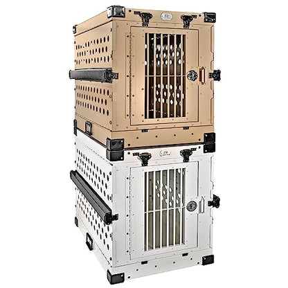 K9 Kennel Boss Aluminum Collapsible Dog Crate, Heavy Duty Folding Kennel - Medium (White) - color: White, size: 34.6"L x 25.2"W x 28.9"H