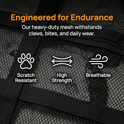 Loscarol Dog Car Barrier, Rear-Seat Divider Net with 3 Zipper Storage Bag, Drill-Free Install Abrasion-Resistant Mesh to Block Front Seats, Vehicle Safety Partition for SUV & Truck