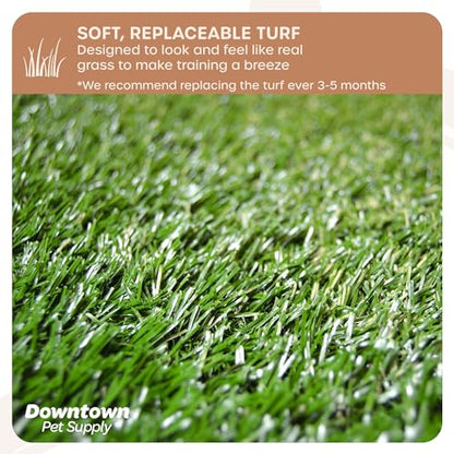 Downtown Pet Supply Dog Grass Pad with Tray, 16 x 20 - Outdoor and Indoor Potty System for Dogs with Replaceable Synthetic Grass Pee Turf - Portable and Waterproof Turf Dog Potty - size: 16" x 20"