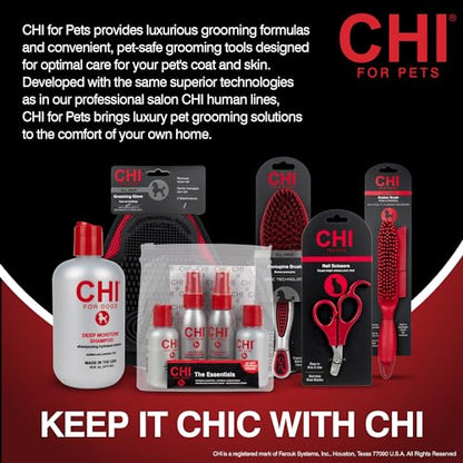 CHI for Cats Self-Cleaning Slicker Brush for All Cats, Removes Loose Hair and Tangles, Retractable Bristles, Ionic Technology Reduces Static, Ergonomic Soft-Grip Handle, Long and Short Hair - color: Cat Slicker Brush