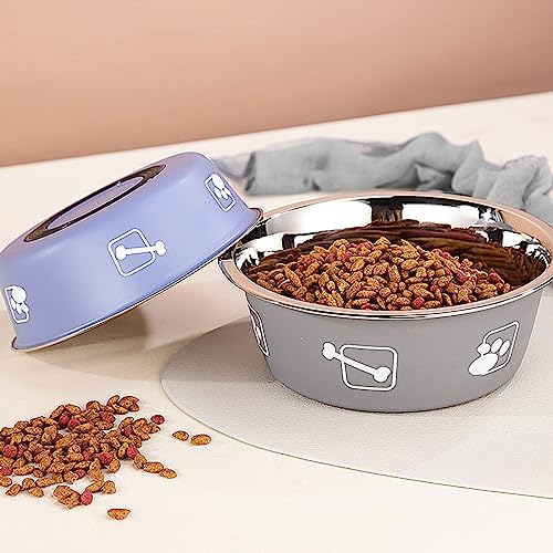 Dogs Bowl Stainless Steel Bowl Pet Bowl Anti Slip Dog Bowl Feeding Bowl Dog Water Bowl Pet Feeding Bowl Portable - color: Gray, size: 20cm