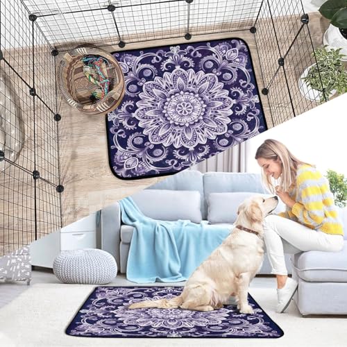 Qilmy Mandala Pet Mat, Waterproof Reusable Dog Training Pad Anti-Slip Pet Creat Pad for Small Medium Large Dogs and Cats - size: Medium+Large