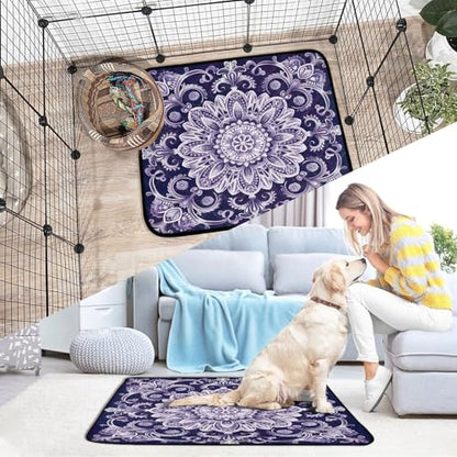 Qilmy Mandala Pet Mat, Waterproof Reusable Dog Training Pad Anti-Slip Pet Creat Pad for Small Medium Large Dogs and Cats - size: Smallx3