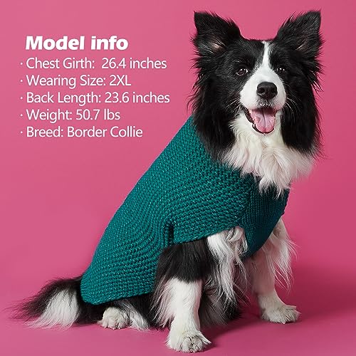 KYEESE Dog Sweater with Leash Hole Warm Pullover with Reflective Yarn for Small and Medium Dogs Male Soft Knit Pullover Boy Dog Coats Cozy Lightweight Thick Sweater,Green,Medium - color: 3# Green, size: M (24-30lbs)