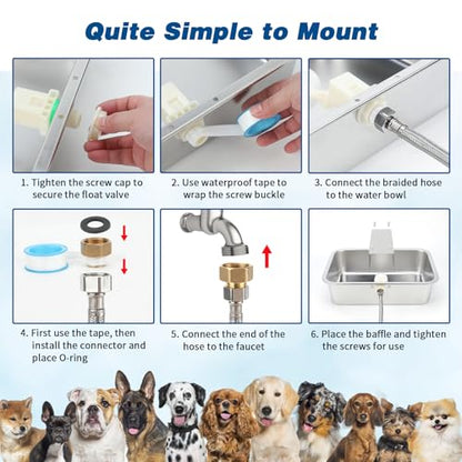 BWOGUE 5 Gal Automatic Dog Water Dispenser for Large Dogs Stainless Steel Outdoor Water Bowl Large Breed Self Filling Dog Waterer Feeder for Dogs Cat Chicken Livestock - size: 5 Gal