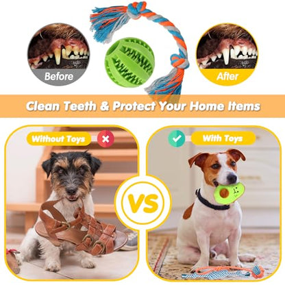 Zeaxuie 25 Pack Luxury Dog Chew Toys for Puppy, Dog Toys with Ropes, Treat Ball and Squeaky Puppy Toys for Teething Small Dogs - color: 25 Pack (Value-Toys)