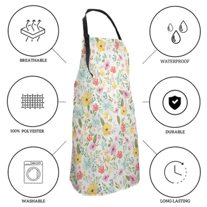 Sweetshow Cute Dog Apron with 2 Pockets and Adjustable Neck Waterproof Kitchen Cooking Dog Grooming Aprons for Women Men - color: Watercolor Flower