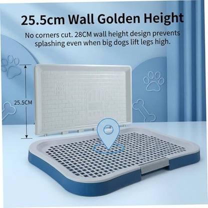 Dog Pee Pad Holder Dog Toilet, Indoor Potty Tray with High Walls Removable Mesh Pee Pad Holder for Puppy & Small Dogs Potty Training, Blue