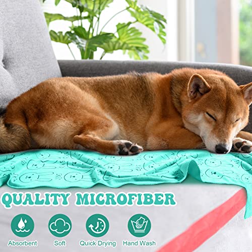 Peryiter 8 Pcs Dog Drying Towels Bulk 55'' x 28'' Pet Grooming Absorbent Microfiber Dog Bath Towels Quick Drying Puppy Bathing Towel for Small Medium Large Cats Pets Bathing Grooming(Cyan) - color: Cyan