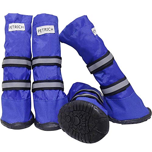 Dog Shoes, URBEST Waterproof Dog Boots, Warm Lining Nonslip Rubber Sole for Snow Winter (S, Blue) - color: Blue
