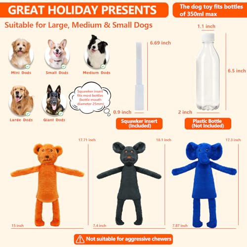 3 Pack No Stuffing Dog Toys, Dog Squeaky Toy to Keep Them Busy, Interactive Crinkle Puppy Toy for Boredom, Christmas Thanksgiving Gift for Small, Medium Dogs
