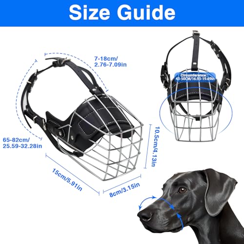 Extra Large Metal Basket Dog Muzzle for Great Dane, Cage Muzzle to Stop Barking & Prevent Biting for Large Dogs Rottweiler, Cane Corso, German Shepherd, Mastiff, Labrador