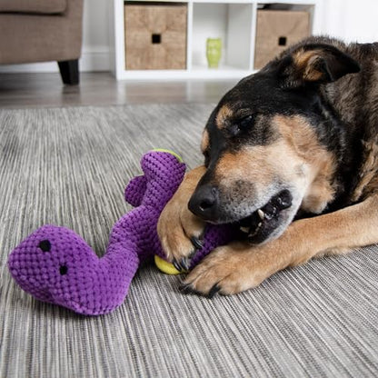 goDog Dinos Bruto Checkers Tough Plush Toy with Chew Guard Technology, Durable Checkered Fabric & Squeaker for Active Play, Purple, Large - color: Dinos Bruto (Purple), size: Large