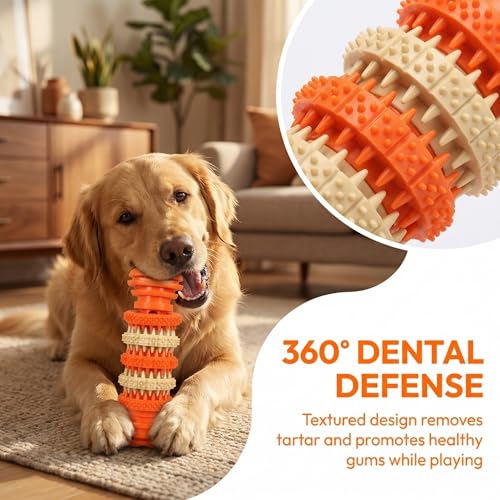 Dog chew Toys, Suitable for Teething Pets, Durable, and Good for Dental Cleaning. Interactive Dog Toys for Small, Medium, and Puppy chewers. - color: Bone