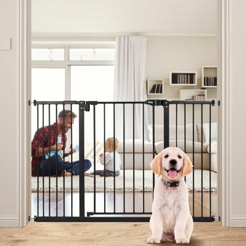 keny Extra Wide Baby Gate - Auto Close Safety Gate, Pressure Mounted, 29"-47.3", 30" Tall, Black - color: Black, size: 29-47.3"Wide, 30"Tall
