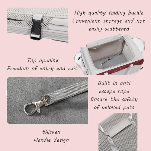 Collapsible Soft-Sided Pet Carrier Crate, Breathable Mesh Dog Kennel with Car Seatbelt Hook, Dual Carry Handles