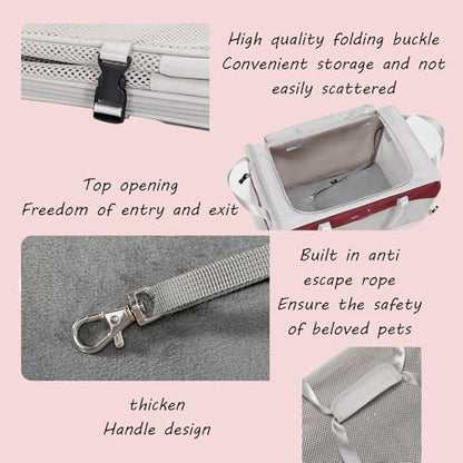 Collapsible Soft-Sided Pet Carrier Crate, Breathable Mesh Dog Kennel with Car Seatbelt Hook, Dual Carry Handles