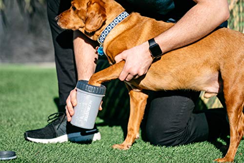 Dexas Lidded MudBuster Large Dog Paw Cleaner, Light Gray, Fits 2.5"-3.5" Wide Paws Gentle Silicone Bristles for Quick, Easy Cleaning - color: Light Gray, size: Large with Lid