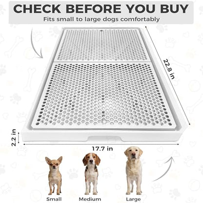 Dog Pee Pad Holder with Raised Mesh Grate – Expandable Indoor Puppy Potty Tray, Heavy Duty Plastic, Keeps Paws Dry, Fits Standard 24x15 Pads – Alpha Dog Series