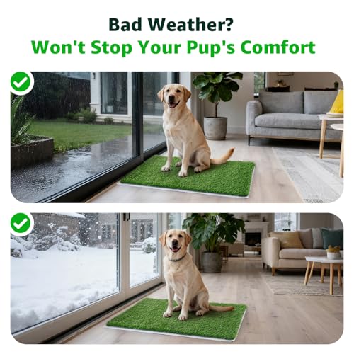 Artificial Grass Pad for Dogs Potty: 33.2X20.8 Inches Fake Grass for Dogs Puppy Potty Training to Pee and Poop on Balcony, Backyard, Patio, Apartment - Protect Floor and Furnitures, 2X Faster Drainage - size: L-33.2"X20.8"