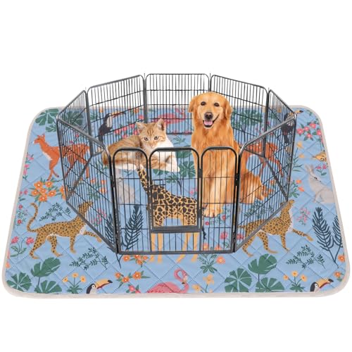 IEUUMLER Washable Pee Pads for Dogs, 1 Pack Forest Pattern Reusable Waterproof Puppy Pads, Non-Slip Super Absorbent Dog Training Pad for Playpen Crate Bed EU013 Blue Jungle, 63x63 - color: Blue Jungle, size: 63x63 inch - 1pc