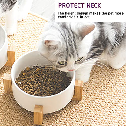 Petygooing Ceramic Dog Cat Bowl Set with Stand, Pet Dog Food and Water Dish,Medium Pet Bowls Anti Slip Set of 2 Cat Bowls-White Pet Food Bowl- Small Medium Size Pet (28 OZ /3.6 Cups) - color: White, size: Medium Size Dog Bowls 850ML*2