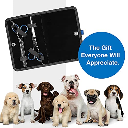Laazar Pet Grooming Set - 7" Straight Pet Grooming Scissors & 6.5" Pet Thinning Shears with 42 Teeth | Professional Dog Scissors Kit | Use as Cat and Dog Shears - size: 7 Inch